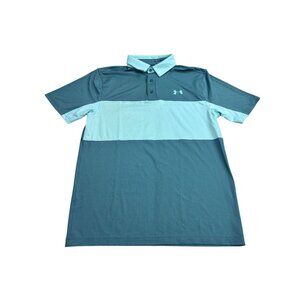 Under Armour Mens HeatGear Loose Fit Polo Shirt S Teal & Light Blue Colorblock L